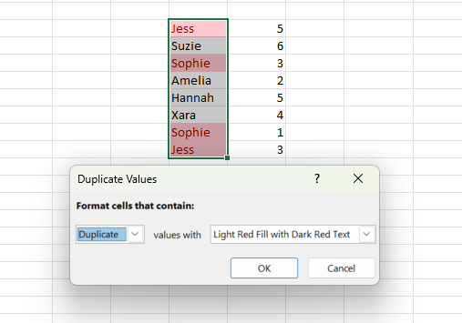 Choose Duplicate or Unique, and many formatting options.